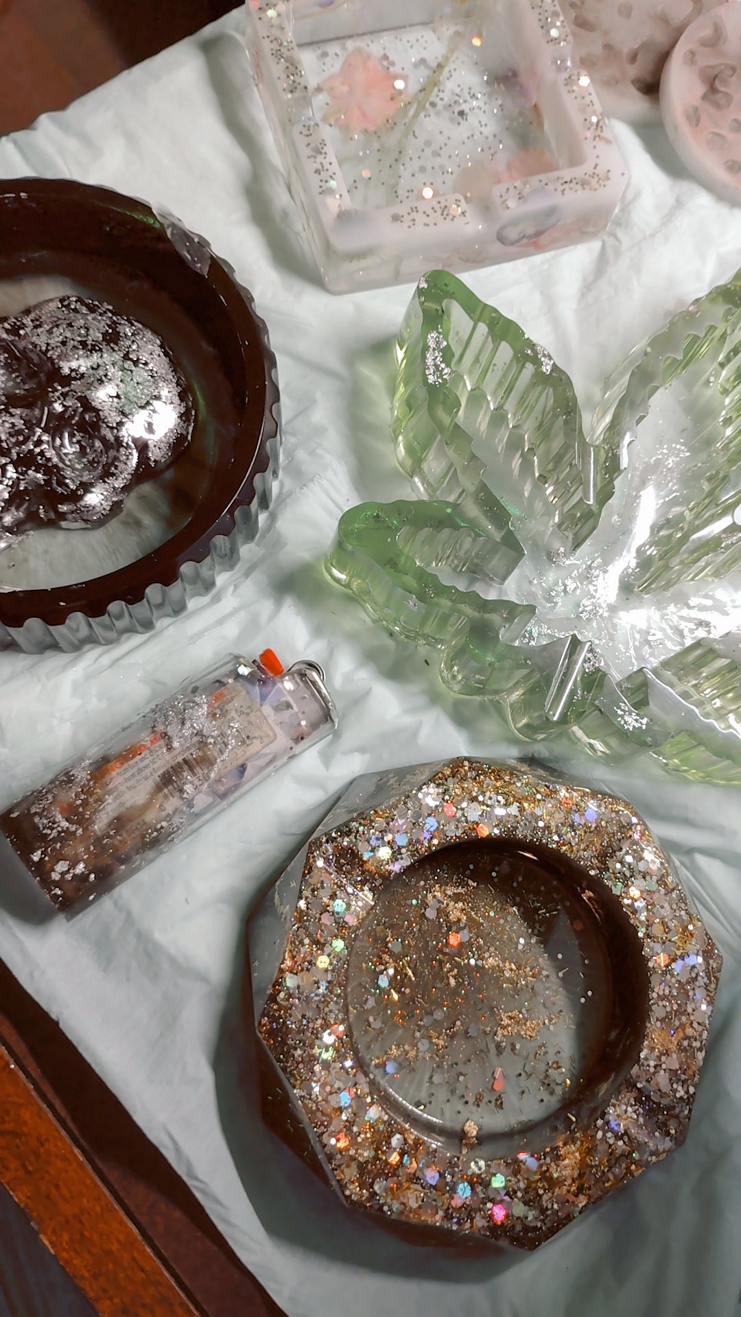 Resin ashtrays and lighter covers